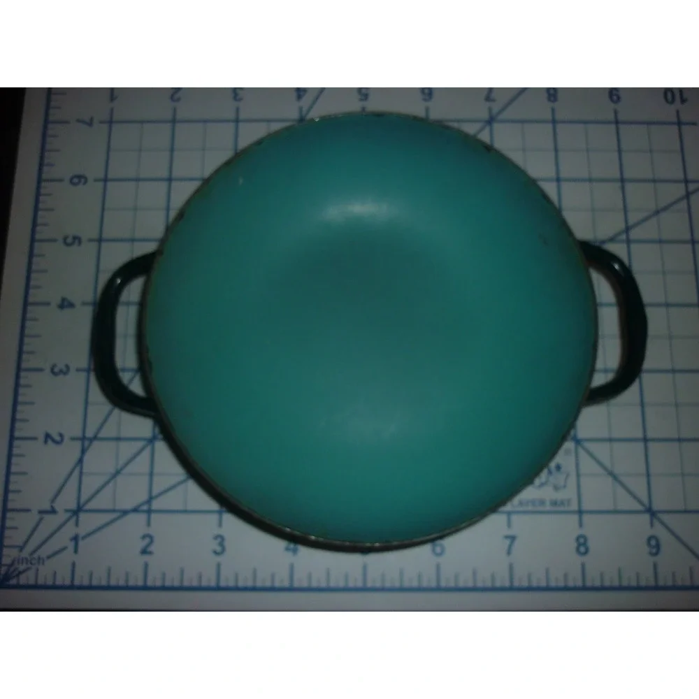 Vintage D Antonio Sizzling Servers Enamel Pan Teal Blue Two Handle Italy MCM